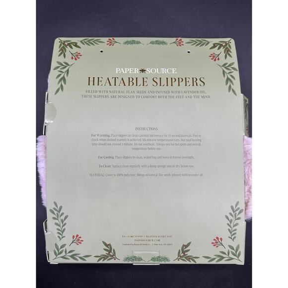 New PAPER SOURCE Women’s Beige Sherpa HEATABLE SLIPPERS Lavender Infused OS - Picture 3 of 5